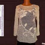 Blusa Crochet Filet con Mangas