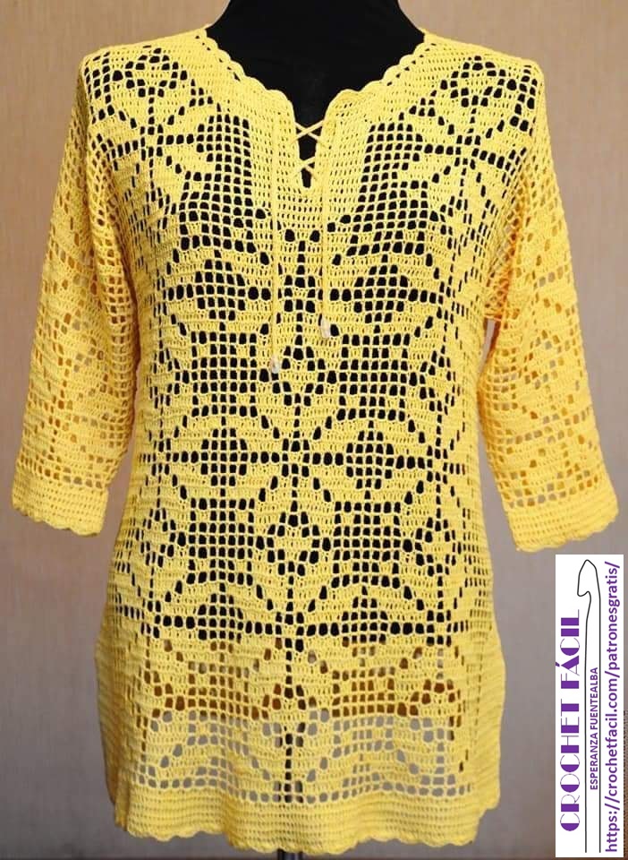 Bluzón Crochet Filet